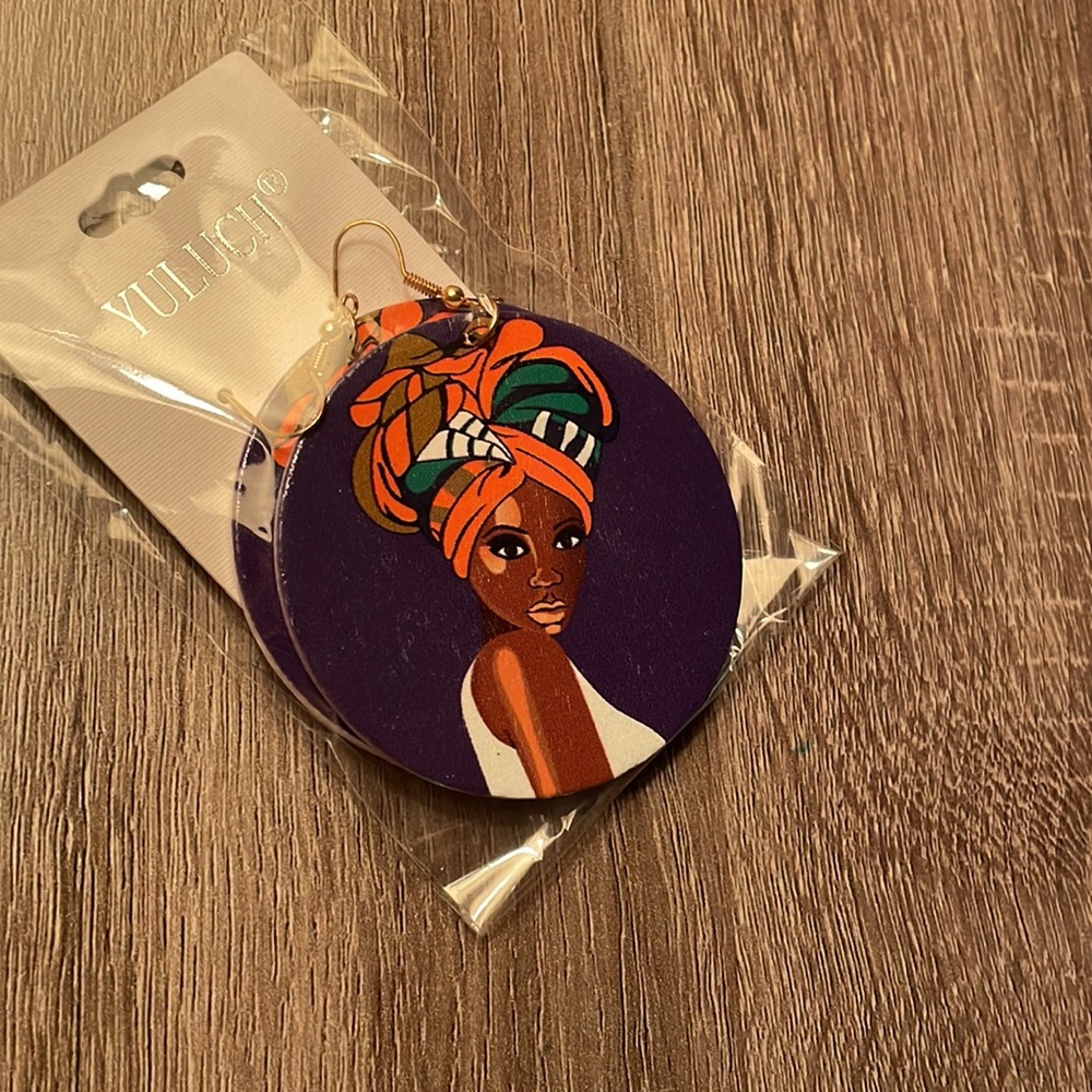 African-Themed Wooden Earrings